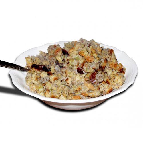 A bowl of Elegant Turkey Stuffing