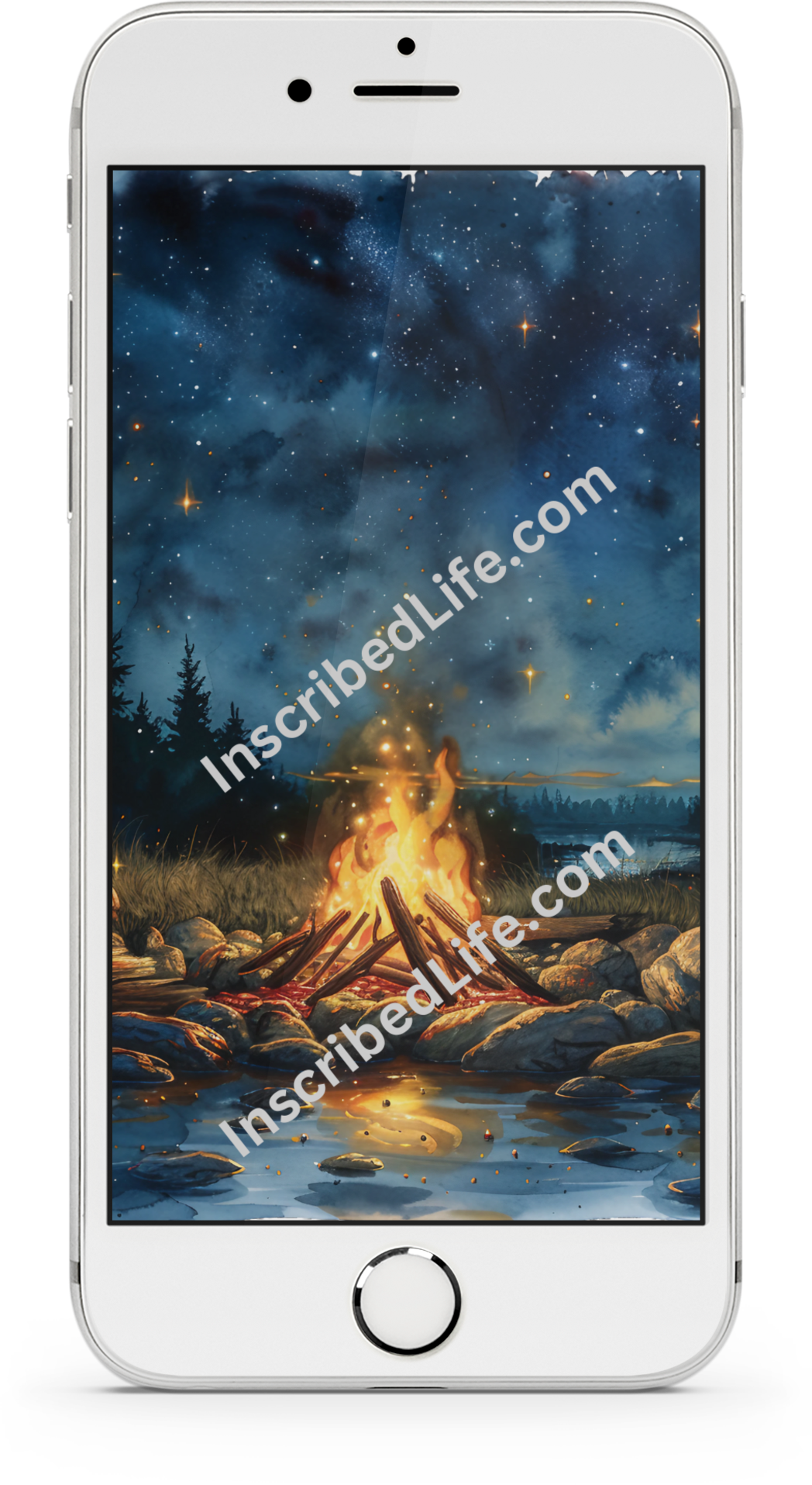 Campfire Watercolor Digital Wallpaper Background