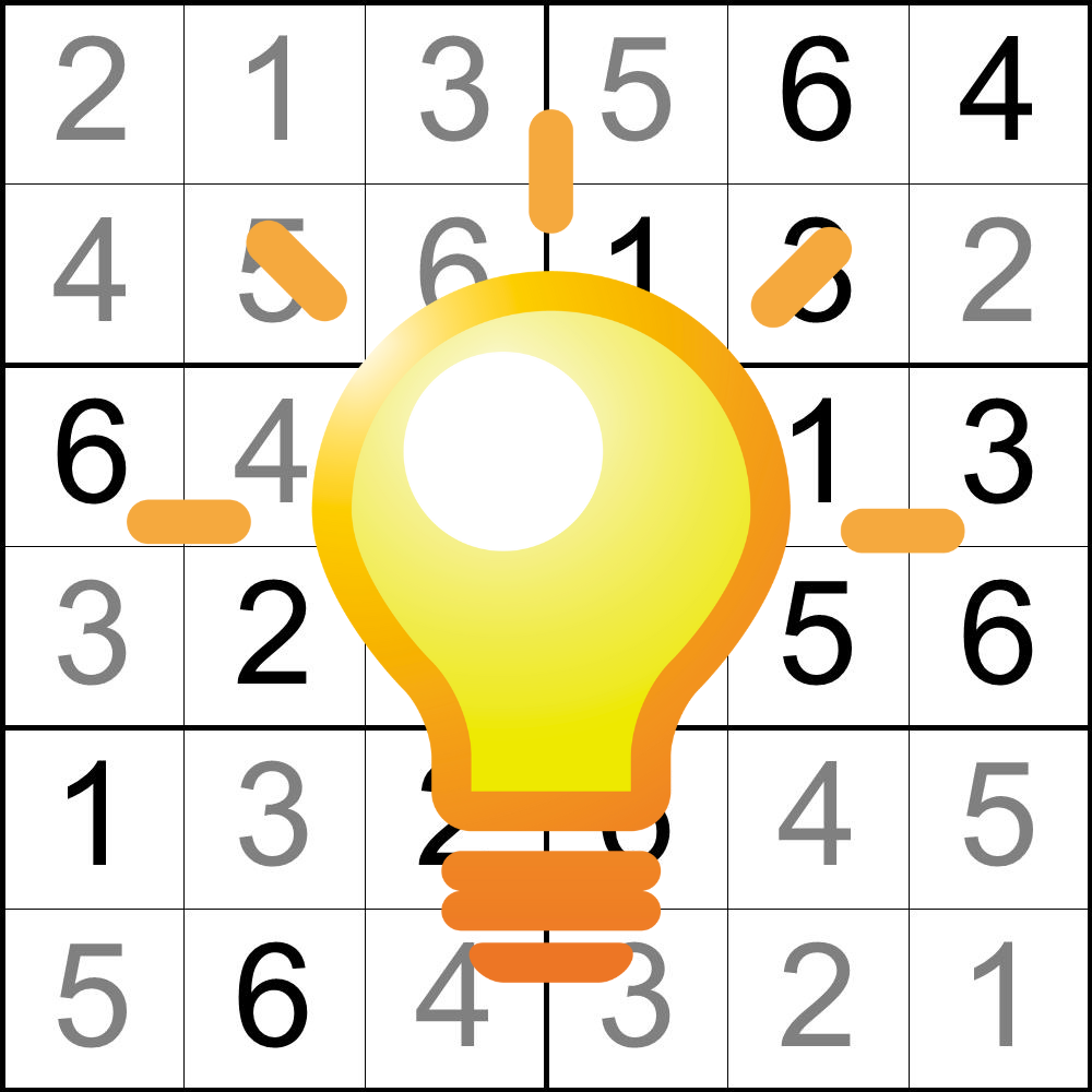 The Very Easy Sudoku Puzzle and Solutions Answer Card with a lightbulb over the top