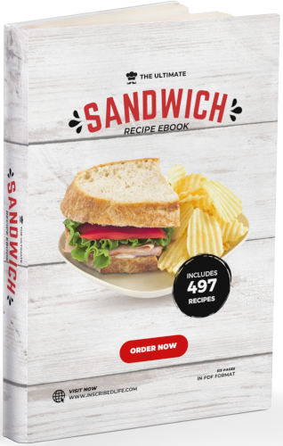 An illustration of a book with a cover displaying half of a sandwich with potato chips