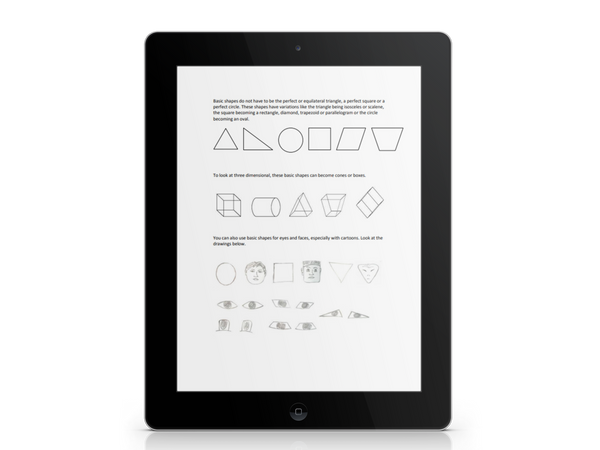 A page from Pencil Drawing The Beginners Guide eBook on an iPad